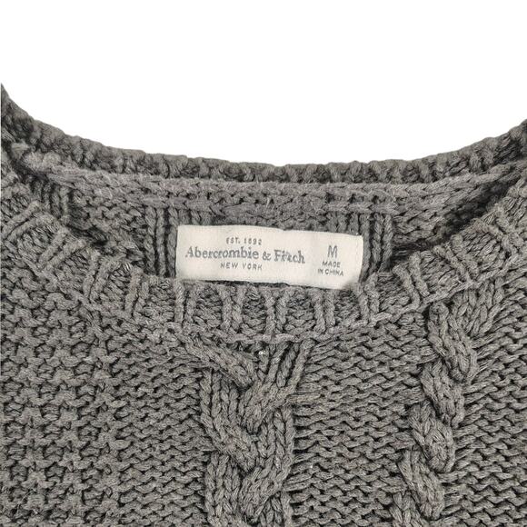 Abercrombie & Fitch Women's Cable Knit Sweater Gray - Size: Medium - Picture 3 of 8
